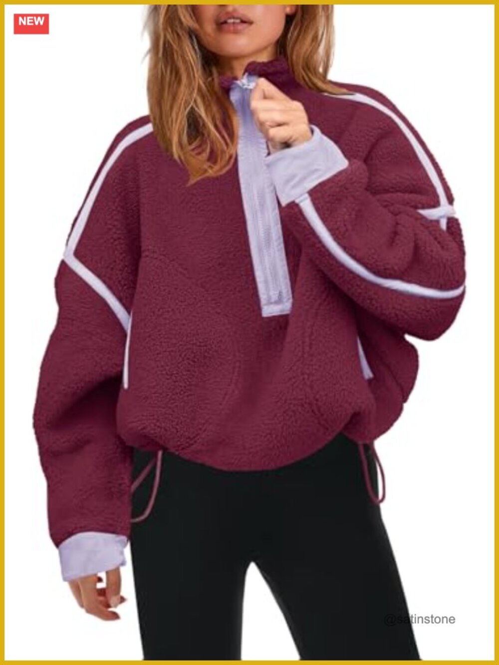 Womens Half Zip Fleece Pullover Sherpa Jacket Fuzzy Teddy Sweatshirt